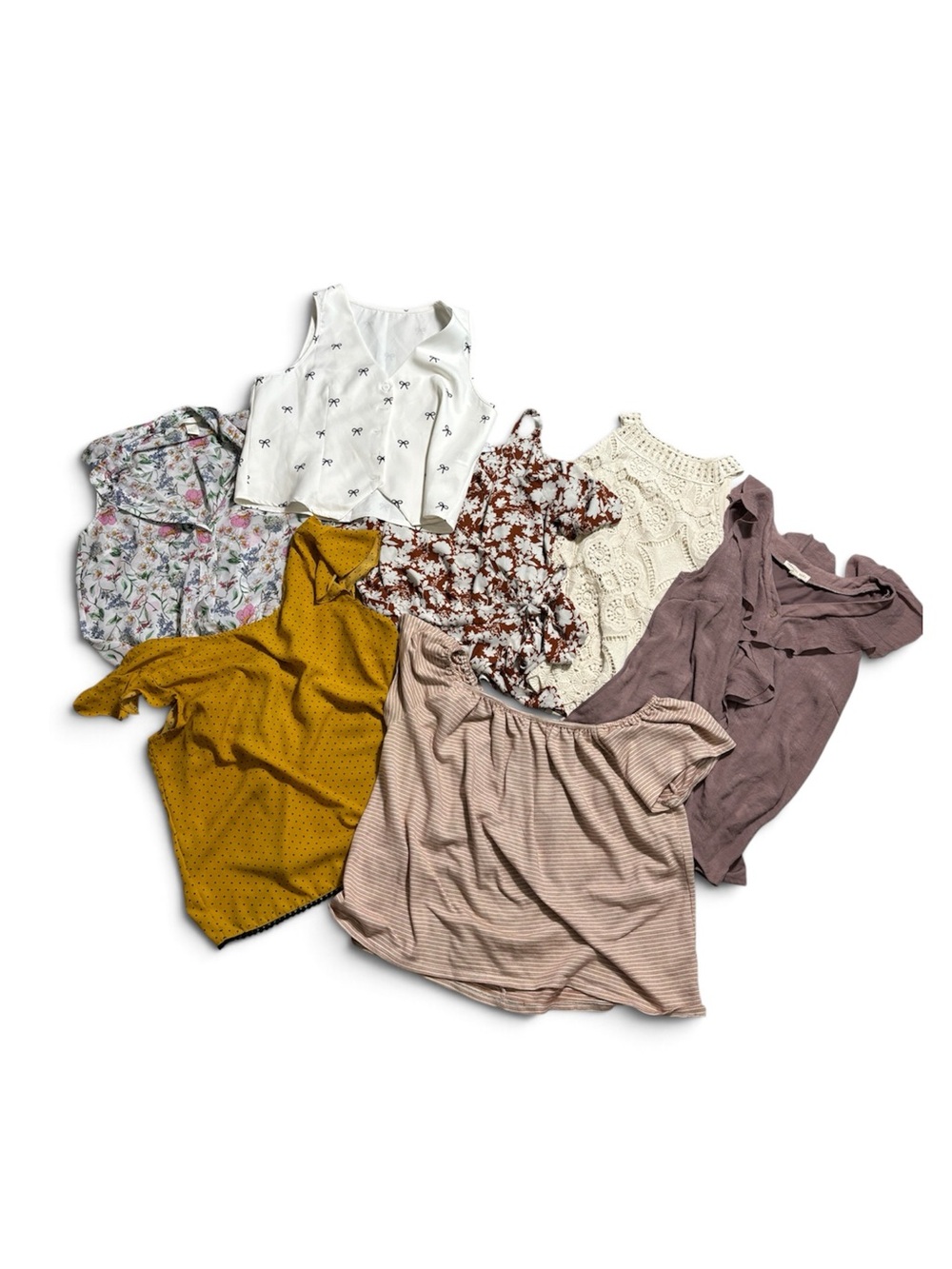 Women’s Discount Blouse Bundle 7 Pc Mixed Brands Floral Boho M L XL